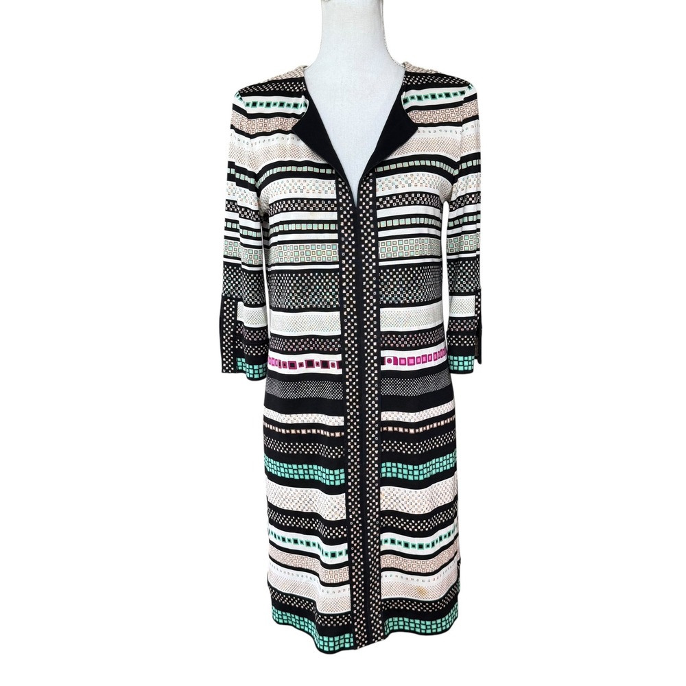 Diane von Furstenberg Rose Geometric Stripe Silk Blend Shift Dress 8